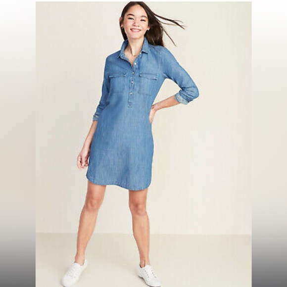 Daraz Tshirt Dresses Women Old Navy Dresses Old Navy Chambray Denim Dress  With 34 Sleeves Size Small Poshmark